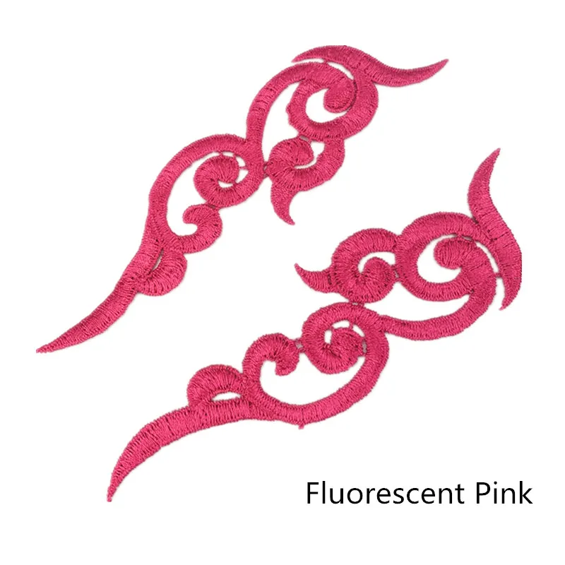 Fluorescent pink Zsbszc 20 зеркальные пары LP-1882 полиэстер Ткань Цветы нашивки красочные облака craf белый черный кружево Аппликация аксессуары DA003 - Цвет: Fluorescent pink