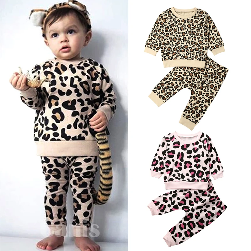 Детские леопардовые спортивные костюмы для маленьких девочек и мальчиков