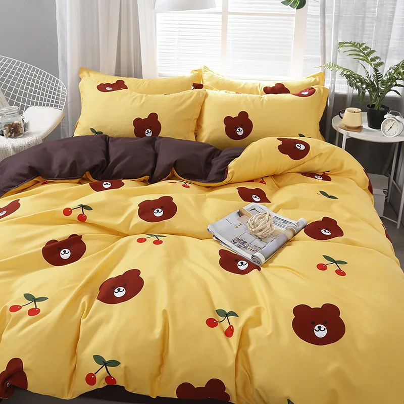 

Cartoon Animal Elephant Bear Bedding Set Kawaii Duvet Cover Sheet Set Kids Bedclothes With Pillowcase Dropshipping