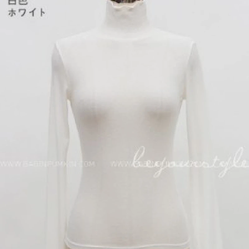 Женская Базовая футболка с высоким воротом Весенняя длинным рукавом новинка