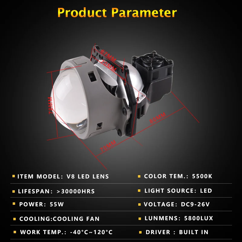 Автомобильная светодиодная лампа-проектор 2 шт. 3 дюйма 55 Вт 5500 к | Автомобили и