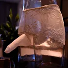 Трусы мужские кружевные с рукавом для пениса, пикантное нижнее белье, прозрачные сетчатые дышащие трусы со средней талией, Эротическое нижнее белье