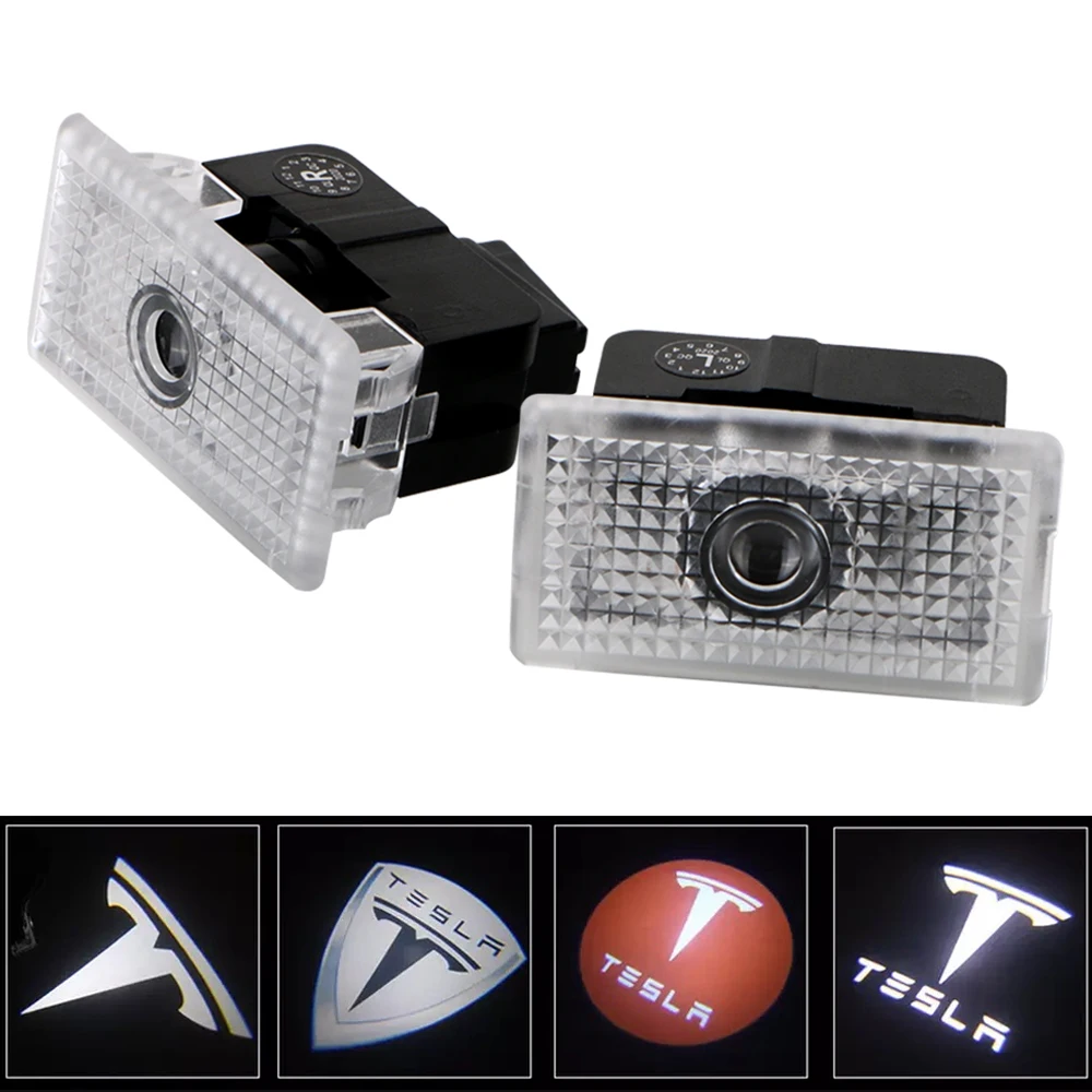 

Автомобисветильник Светодиодная лампа с 3d-логотипом Tesla Model 3 Model X Model S Nano, декоративная сигнальная лампа, светодиодный дверной проектор