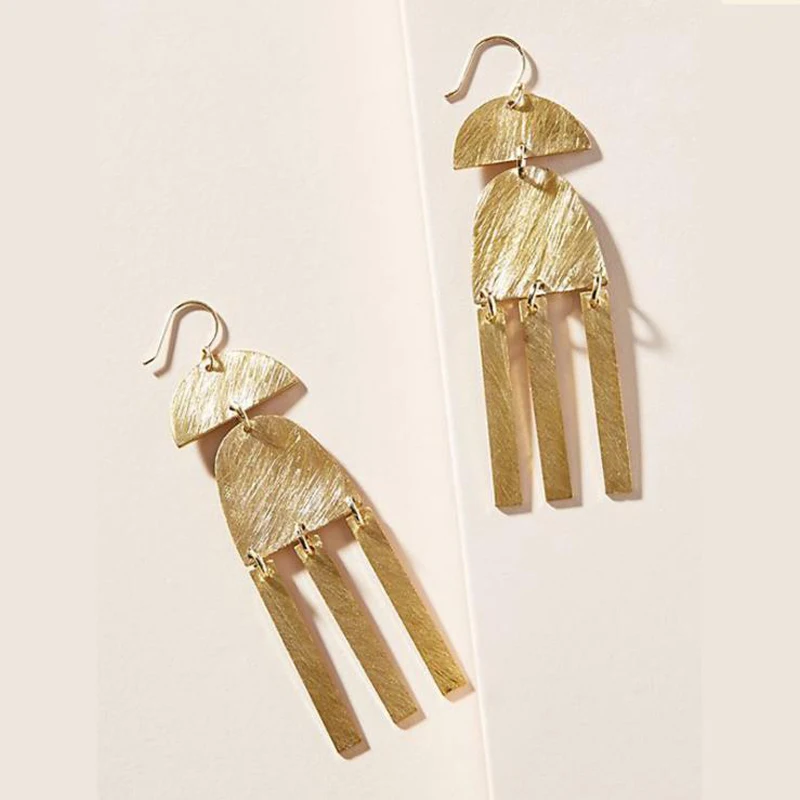 Женские серьги капельки LUNA CHIAO с геометрическим узором|Серьги-подвески| |