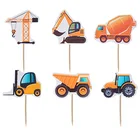 2496 шт., топперы для кексов с изображением мультяшных машинок, фермы, украшения для дня рождения, мальчика, слона, Детские сувениры, Топпер на Рождественский торт