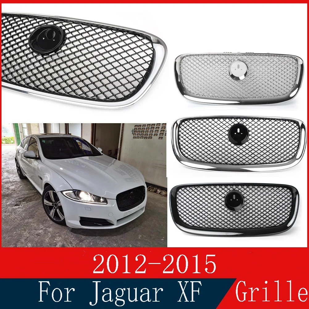 Car Accessory Front Bumper Grille Centre Panel Styling Upper Grill For Jaguar X260 XF XF-R 2012 2013 2014 2015 W/LOGO 12-15