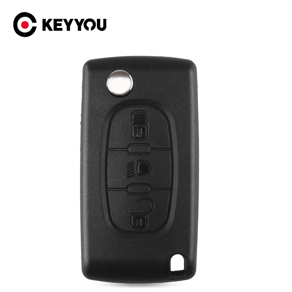 

KEYYOU VA2 Key Blade CE0523 3 Buttons Remote Entry Key Fob Flip Folding Shell Case Fob For CITROEN C2 C3 C4 C5 C6 C8