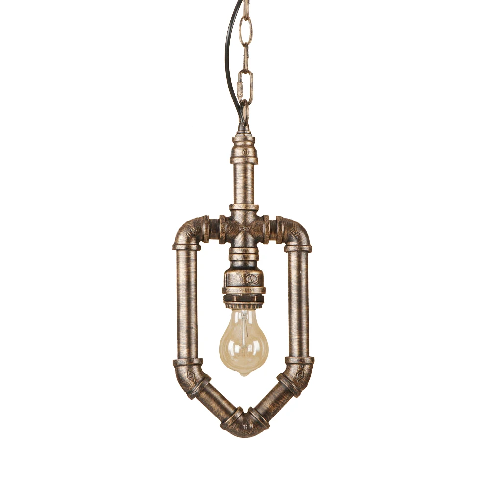 Винтажный подвесной светильник расписанный железом коричневый ретро