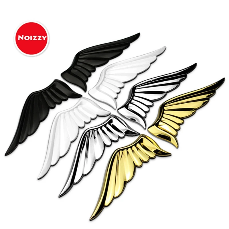 

Noizzy 2× Angel Wings Car Sticker Chrome 3D Metal Auto Emblem Badge Motorcycle Gold Automobile Tuning Accessories Car Styling