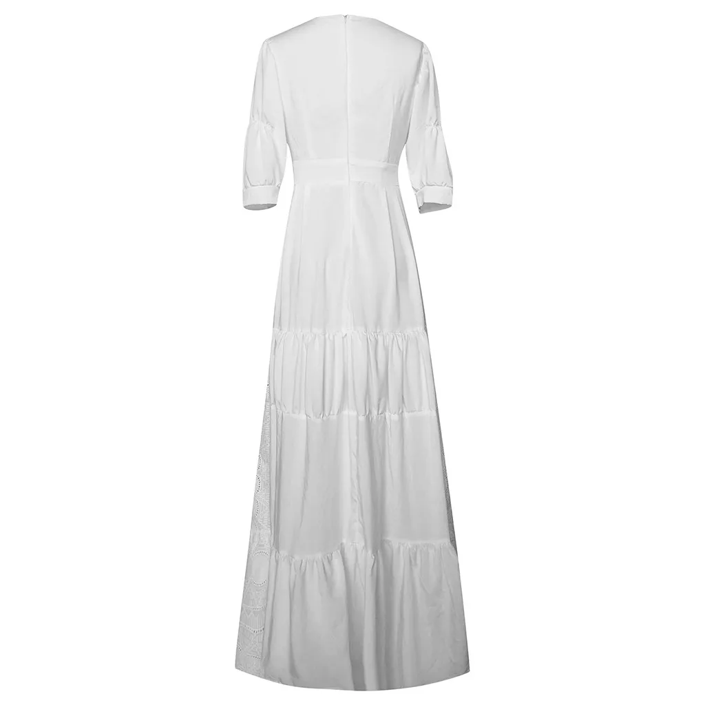 Женское праздничное летнее платье в стиле бохо кружевной ажурный сарафан с