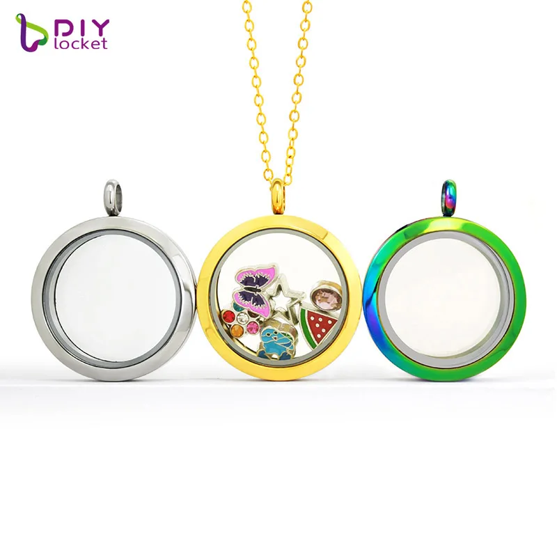 Diylocket 30 мм из нержавеющей стали круглый плавающий медальон с подвесками