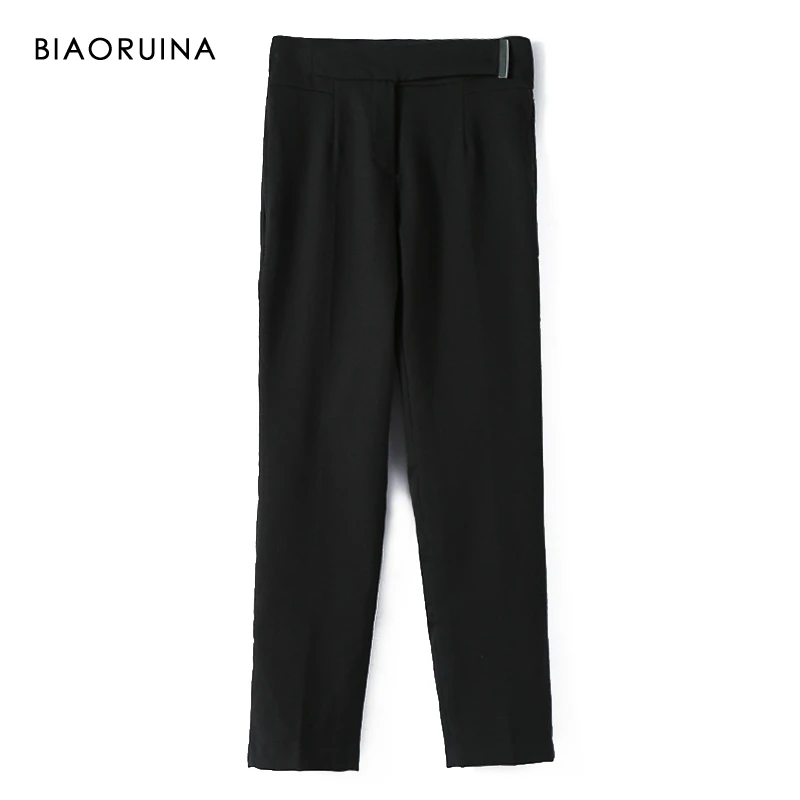 BIAORUINA женские зимние повседневные обтягивающие брюки Стрейчевые прямые с
