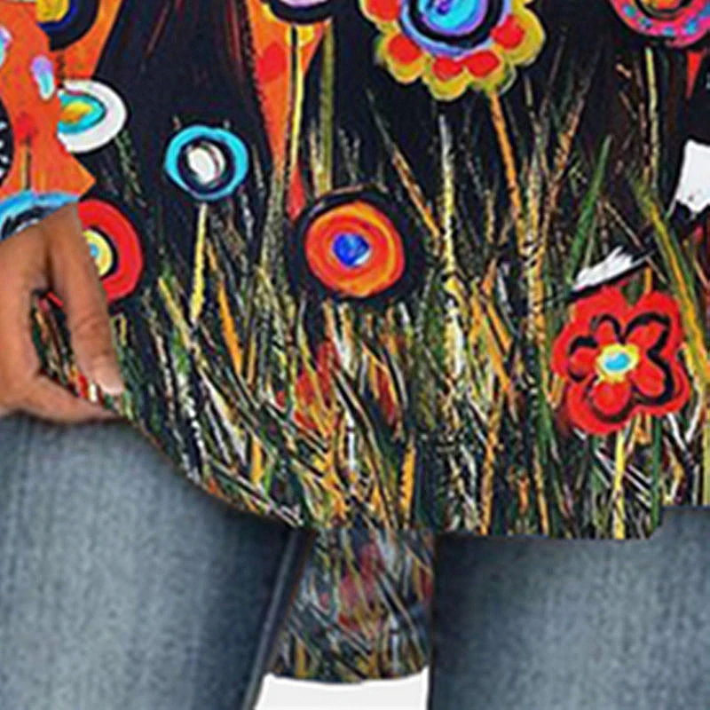 

2020 New Arrival Women Casual Long Sleeve T-shirt Flowers kitten Print T-shirt Autumn Tops Fashion Elegant LadiesTee shirt