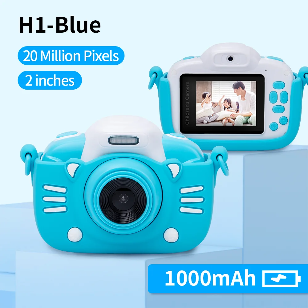Детская цифровая камера 30MP 2,4 дюймовый ips экран 1080P HD видео селфи мини SLR детская игрушка камера для рождественских подарков Minibear - Цвет: H1-Blue
