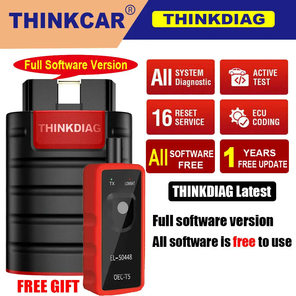 

Thinkcar THINKDIAG Full software 1 Year free update All System 16 Reset Auto OBD2 Scanner OBDII Diagnostic tool PK AP200 reader