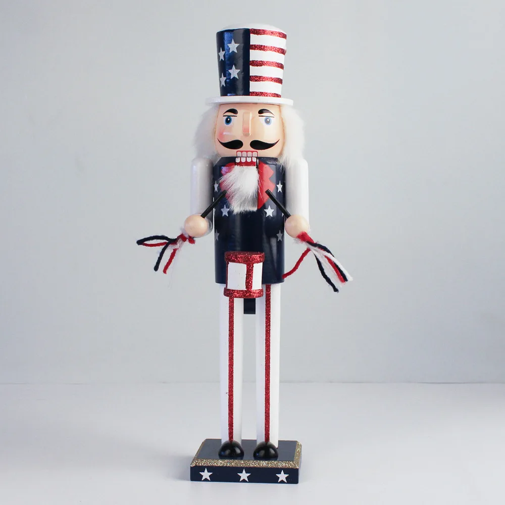 38 см деревянная кукла Щелкунчик барабанщик флаг носитель миниатюрные фигурки