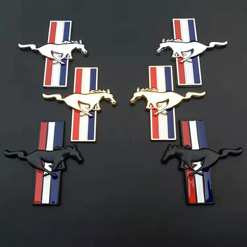 

2PCs 3D Door Fender Emblem Running Horse Car Sticker Auto Decals For Ford Mustang Badge LogoCar Styling