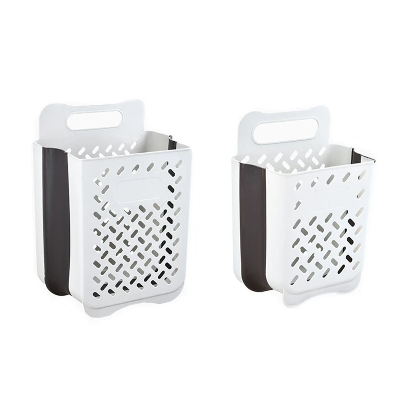 

Laundry Storage Basket with Handle Wall Mounted Foldable Baskets for Home Bedroom Bathroom Dormitory Punch Free Portable Hanging