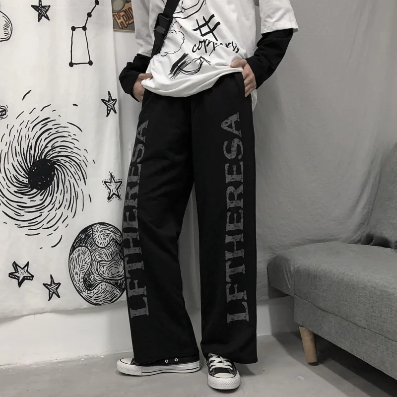 Мужские свободные брюки с широкими штанинами повседневные Прямые спортивные в