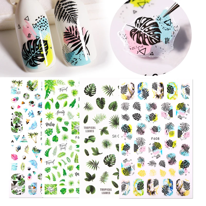 Переводные наклейки для ногтей в виде фруктов цветов Листьев 1 лист | Красота и