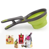 dogs feed cup spoon storage tool multifunctional folding silicone dog bowl feeder portable pet food container measuring