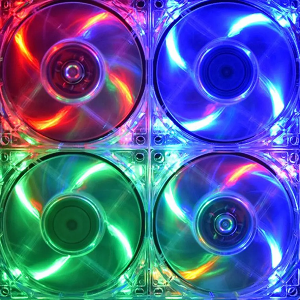 120 мм 80 охлаждающий вентилятор PC Компьютерный Вентилятор Quad 4 Светодиодный