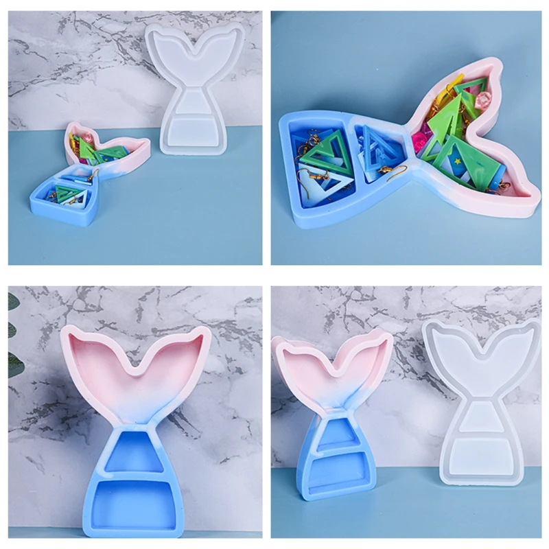 

3D коробка для хранения Fishtail, блестящая силиконовая форма для эпоксидной смолы, хранение ювелирных изделий