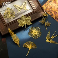 1pcpack kawaii butterfly leaf flower feather brass bookmarks album diary scrapbooking stationery school office supplies n1007