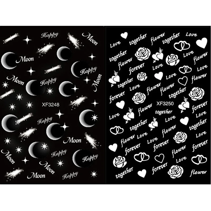 Черная золотая белая серебряная текстовая бирка наклейка для ногтей украшение с