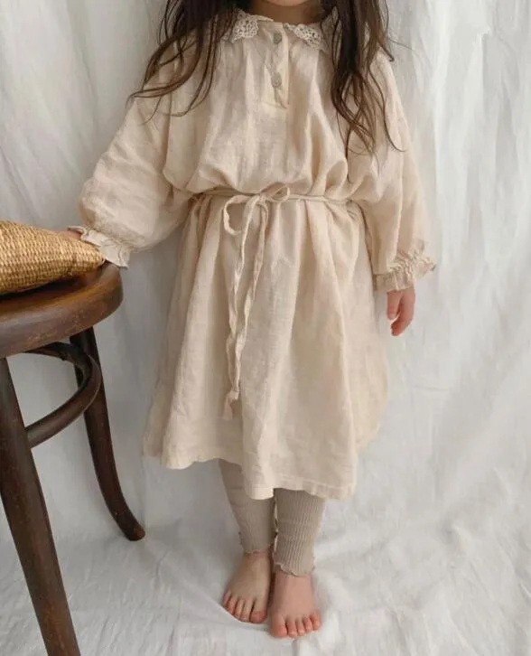 

8882 Одежда для маленьких девочек Хлопковое платье из конопли осеннее 2021 льняное платье принцессы для отдыха с длинным рукавом платье для дев...
