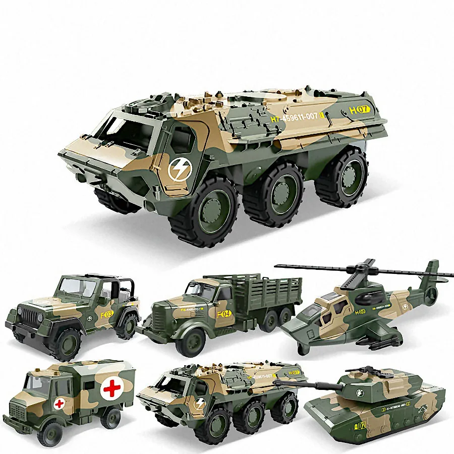 

Alloy Metal Car Clockwork Simulation Military Armed Tank Armored Vehicle Car Truck Children's Toy Model Helicopter