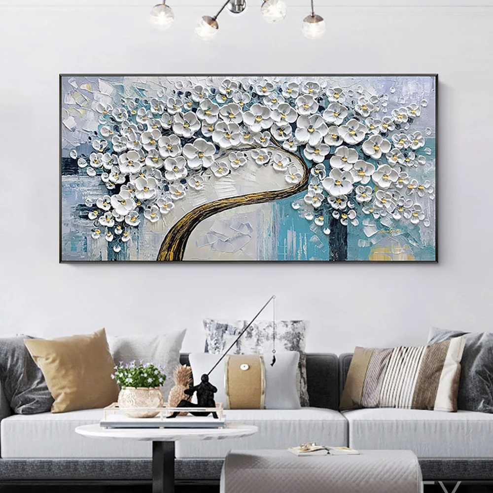 

3D Thick Oil Flowers Painting On Canvas Handmade Abstract Flora Wall Art Picture For Home Decoration Paintings For Living Room