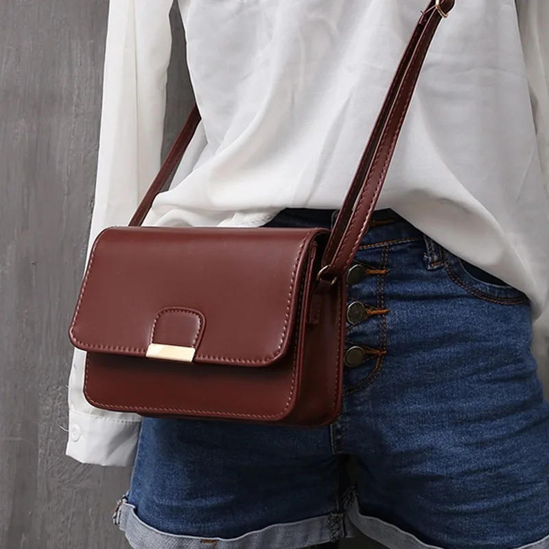 

Women's Fashion Leather Simple Solid Handbag Small Shoulder Bags Crossbody Bags for Girls Messenger Bags for Female bolso mujer