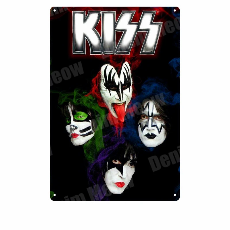 G Kiss Band табличка винтажная металлическая жестяная вывеска домашний бар Паб Клуб декоративные металлические тарелки музыка рок наклейки на стену железный Арт плакат MN5 - Цвет: G