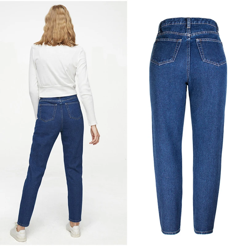 Women's jeans dark blue high-waist denim trousers DSQBRAND luxury women's loose casual pants fashion golden classic street style