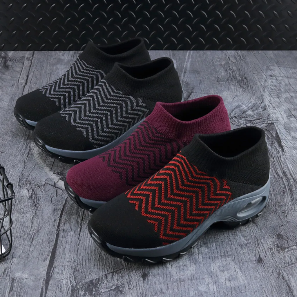 Женские кроссовки Прогулочные эластичные носки Обувь без застежки Легкие