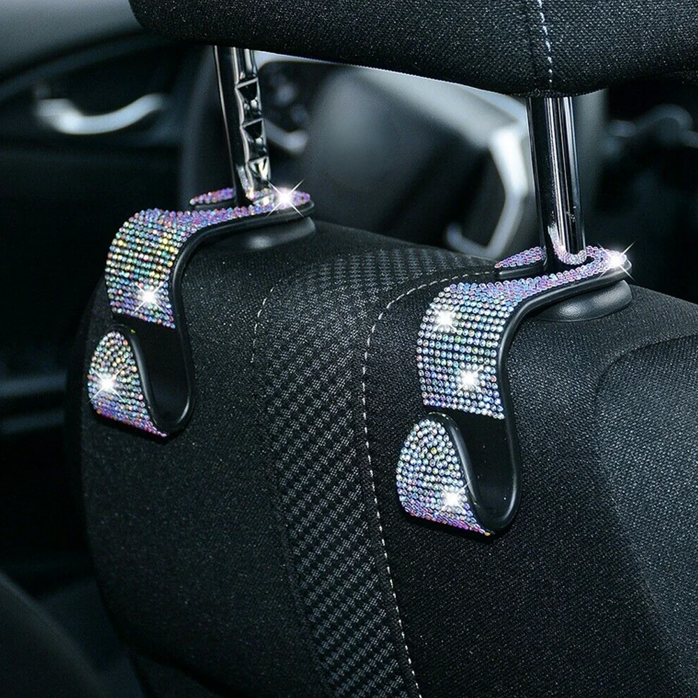

1x Автомобильная искусственная Бриллиантовая стразы, вешалка, автомобильная задняя универсальная подголовник, держатель для хранения, автомобильные аксессуары для интерьера