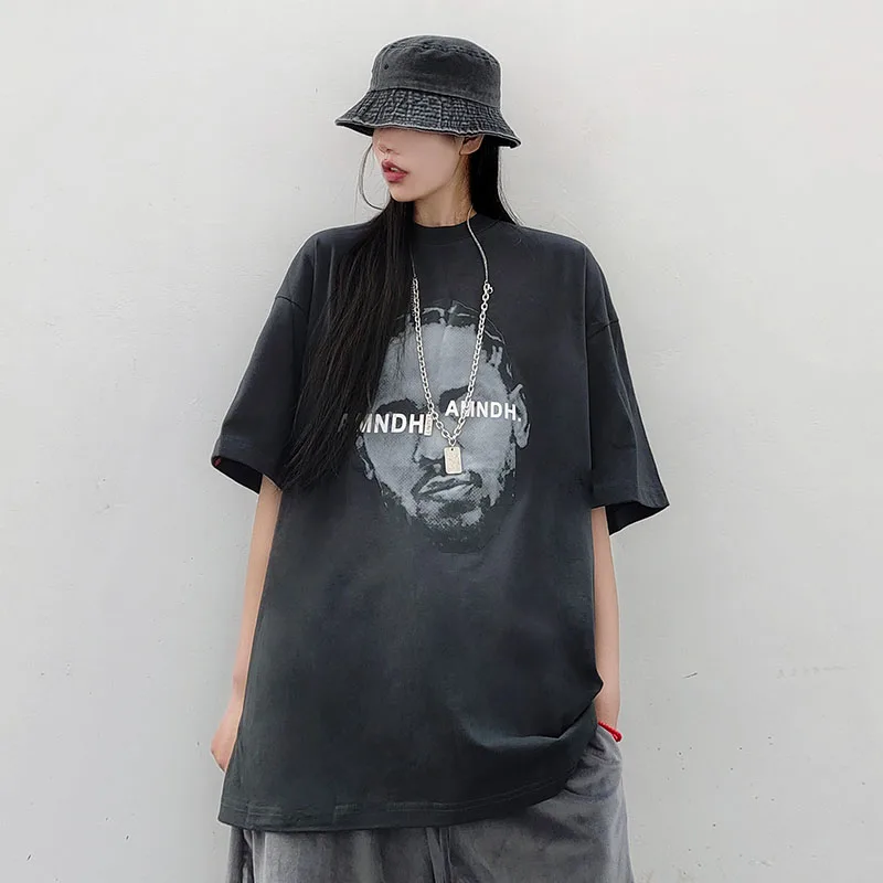 

Футболка Мужская/женская оверсайз с принтом, уличная одежда в стиле хип-хоп, хлопковая Свободная рубашка с коротким рукавом, в стиле Харадзю...