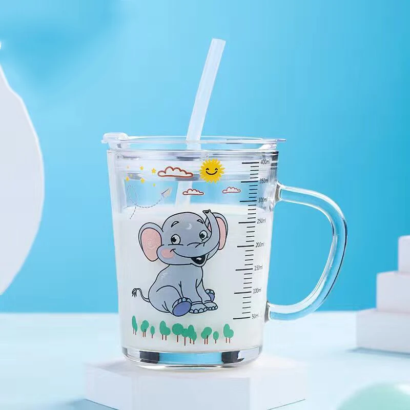 

Disney kids Dumbo Cartoon milk cups With straw Sport Bottles girls Princess Juice cup