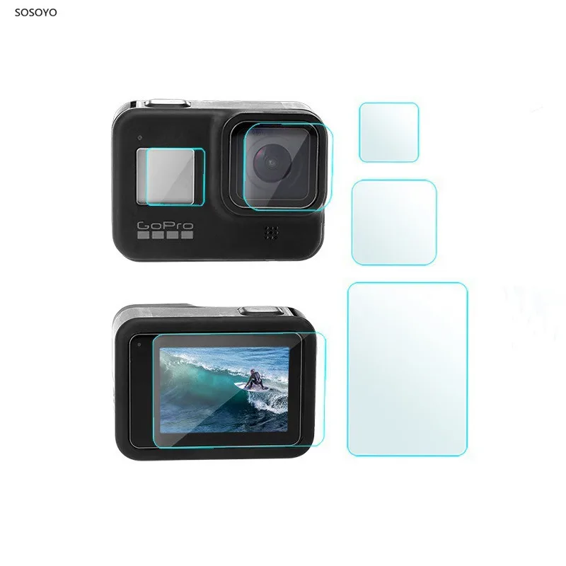 

3pcs Screen Tempered Glass Protector Film + Lens Tempered Film + PET Film For Gopro hero 8 Black Action Camera Accessories