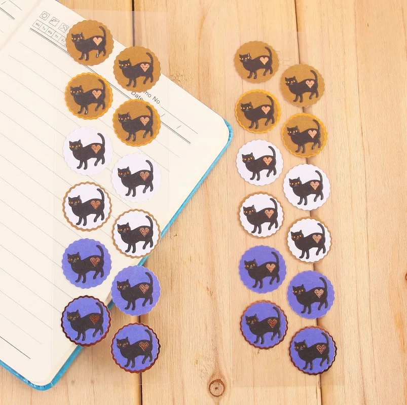 cat 2 set 2 set Decorative Vintage Journal Diary Gold Paper Flower Plant Stickers Scrapbooking Flakes Stationery - Цвет: cat 2 set