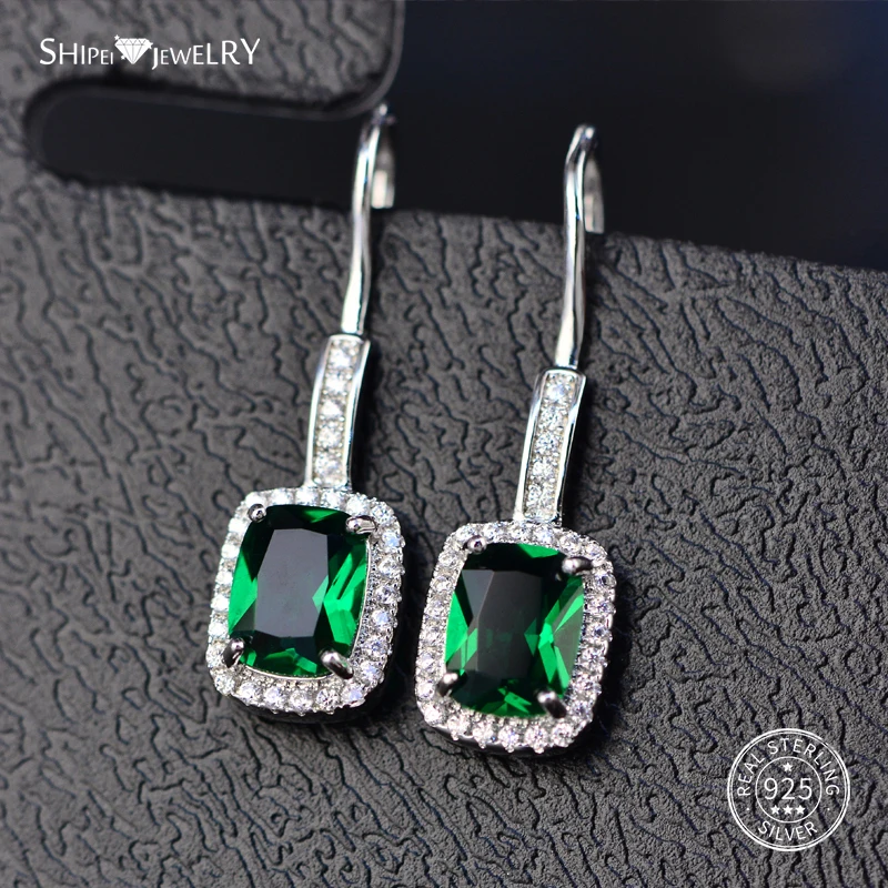 Женские квадратные серьги подвески Shipei ювелирное изделие из серебра 100% пробы с