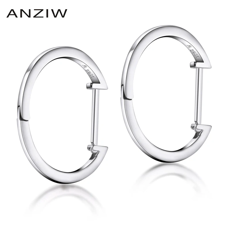 

ANZIW Luxury 925 Sterling Silver Hoop Earrings Women Silver Hoop Earring for Engagement Wedding Party Jewelry Earrings Gifts
