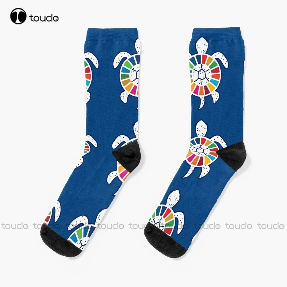 

Global Goals Turtle - Un Sustainable Development Goals Sdgs 2030 Socks Hiking Socks Men Personalized Custom 360° Digital Print