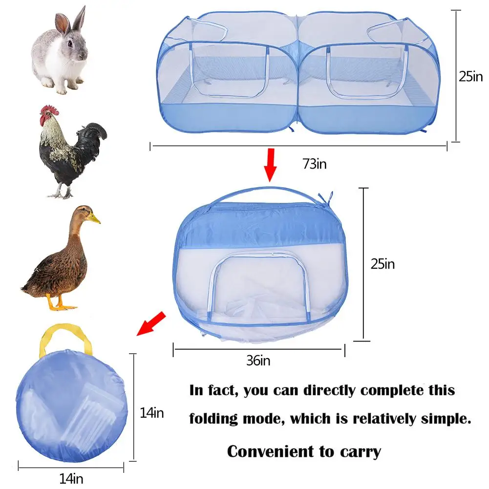 

Pet Playpen Chicken Coop Rabbit Cage Portable Foldable Pet Fence Suitabl for Chicken, Duck and Rabbit,Cat 0utdoor Tent