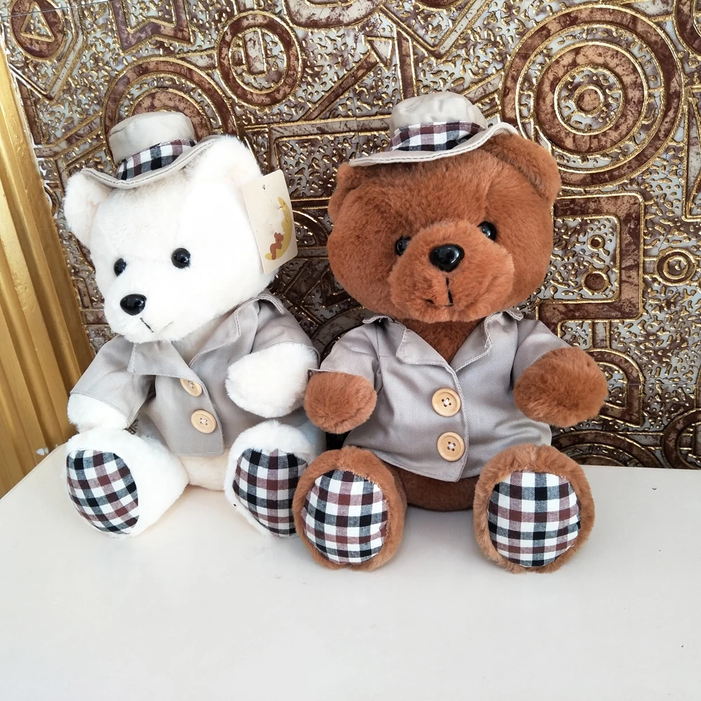 Мультяшный Детский плюшевый игрушечный медведь Тедди коричневый белый для