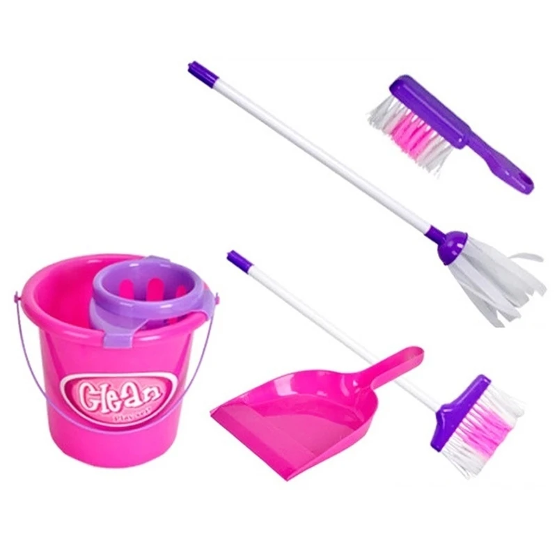 

5Pcs/Set Kids Girls Housekeeping Pink Sweep Educational Toy Fun Cleaning Pretend Play Set Children A