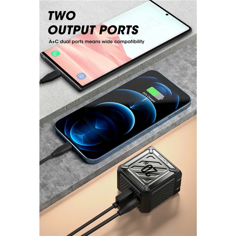 SUPCASE USB C Charger US Plug For iPhone 12 20W Foldable PD Type Fast Power Adapter with 2-Port Samsung | Мобильные телефоны и