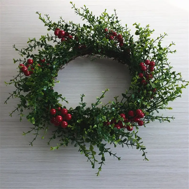 

Artificial Flowers Red Berry Christmas Wreath for front Door Outdoor Dcor F1CC