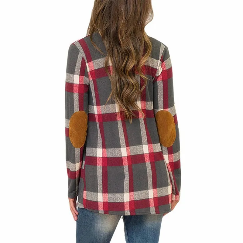 Women Sweater 2018 Autumn Winter Long Sleeve Knitted Plaid Cardigans Casual Loose Sweaters Jumper Outwear Jackets Coat Tops 2XL |